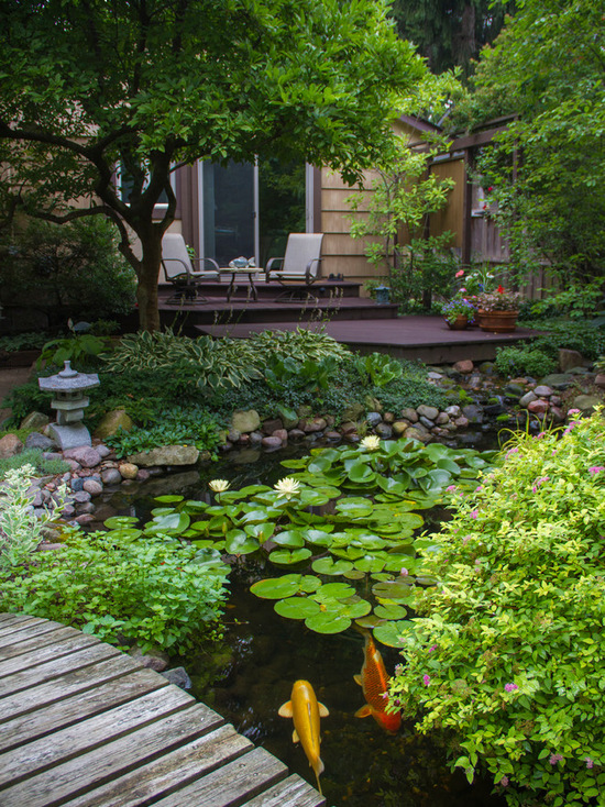 這一張庭院假山魚池設計中圖片造型生動,錯落有致的假山造景