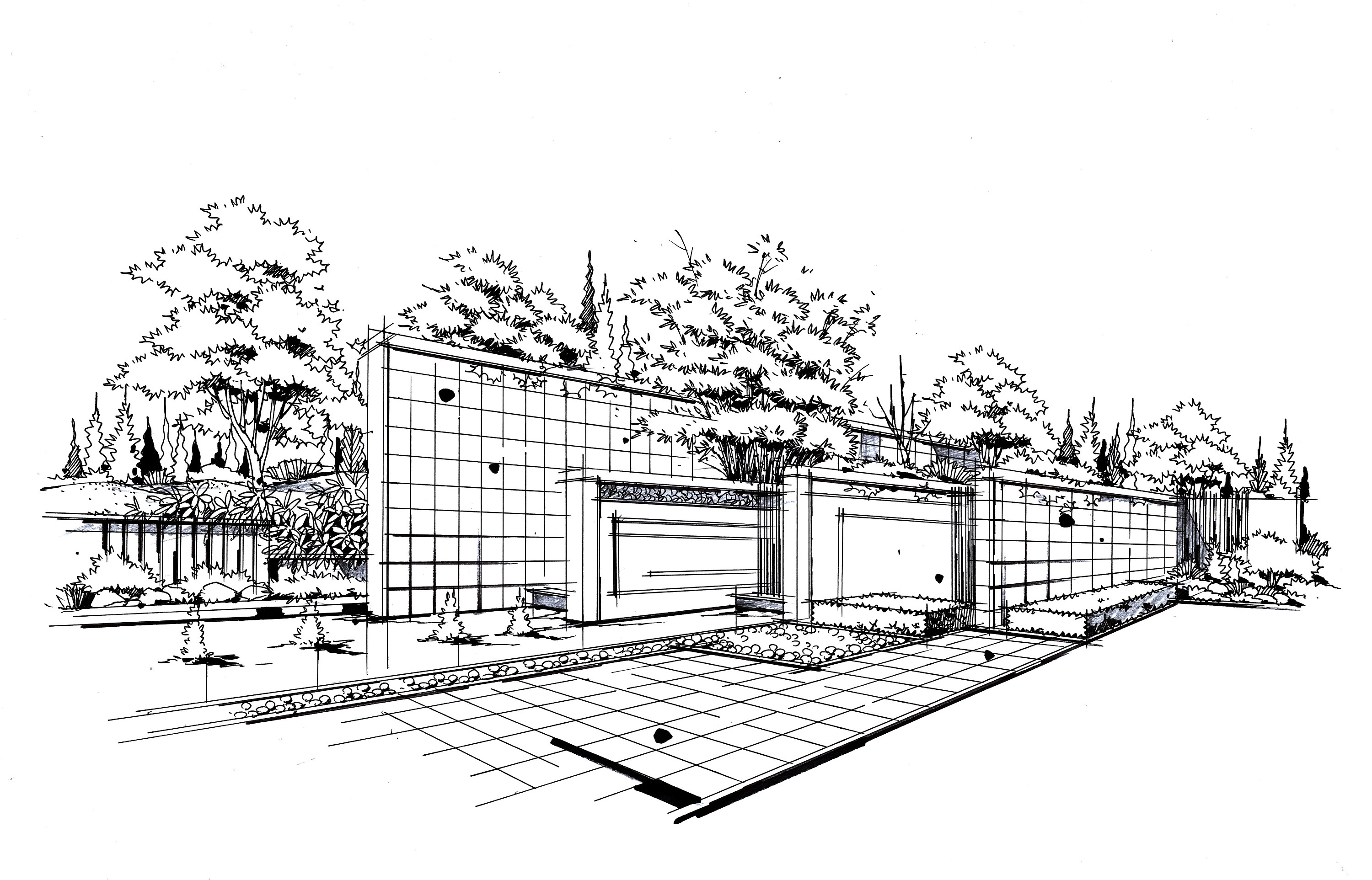 園林景觀手繪 純藝術與鋼筆畫的美學融合——以晉繪小威園林設計為例